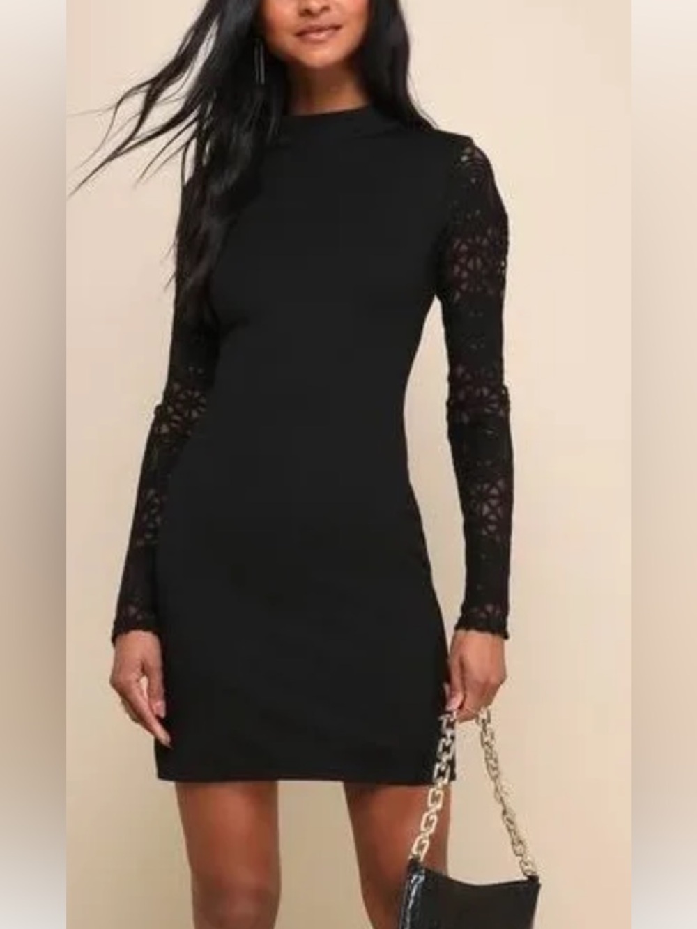 Lulu's dress black lace sleeves